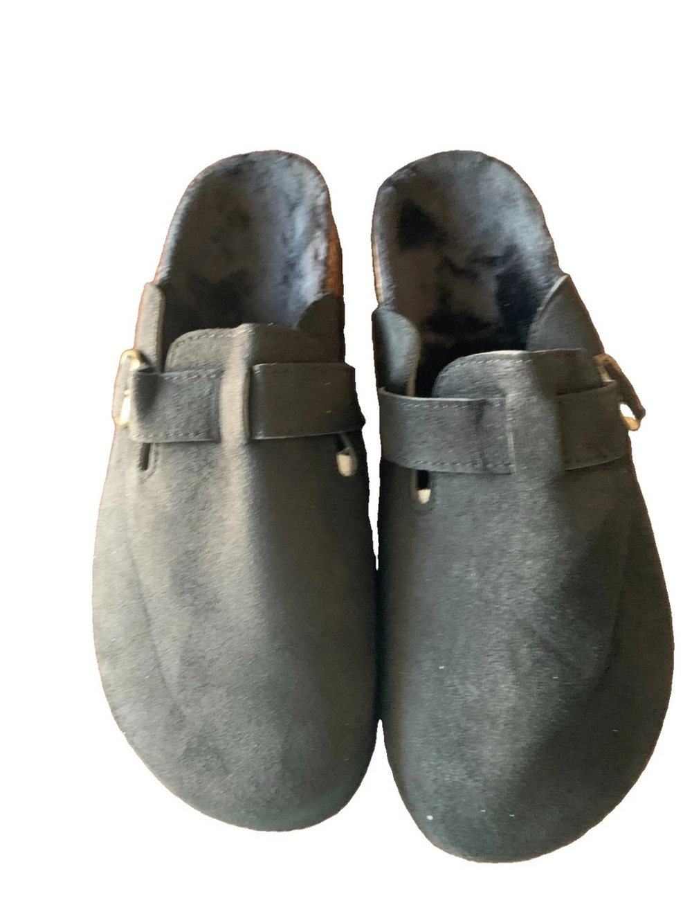 Black Suede Slip-On Clog Mules - Women